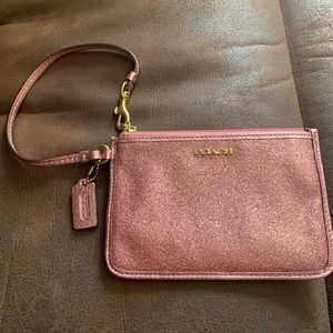 Pink glitter coach wristlet